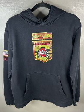 Nike Ohio State Buckeyes USA Camo Black Military Hoodie Sweatshirt Size Large